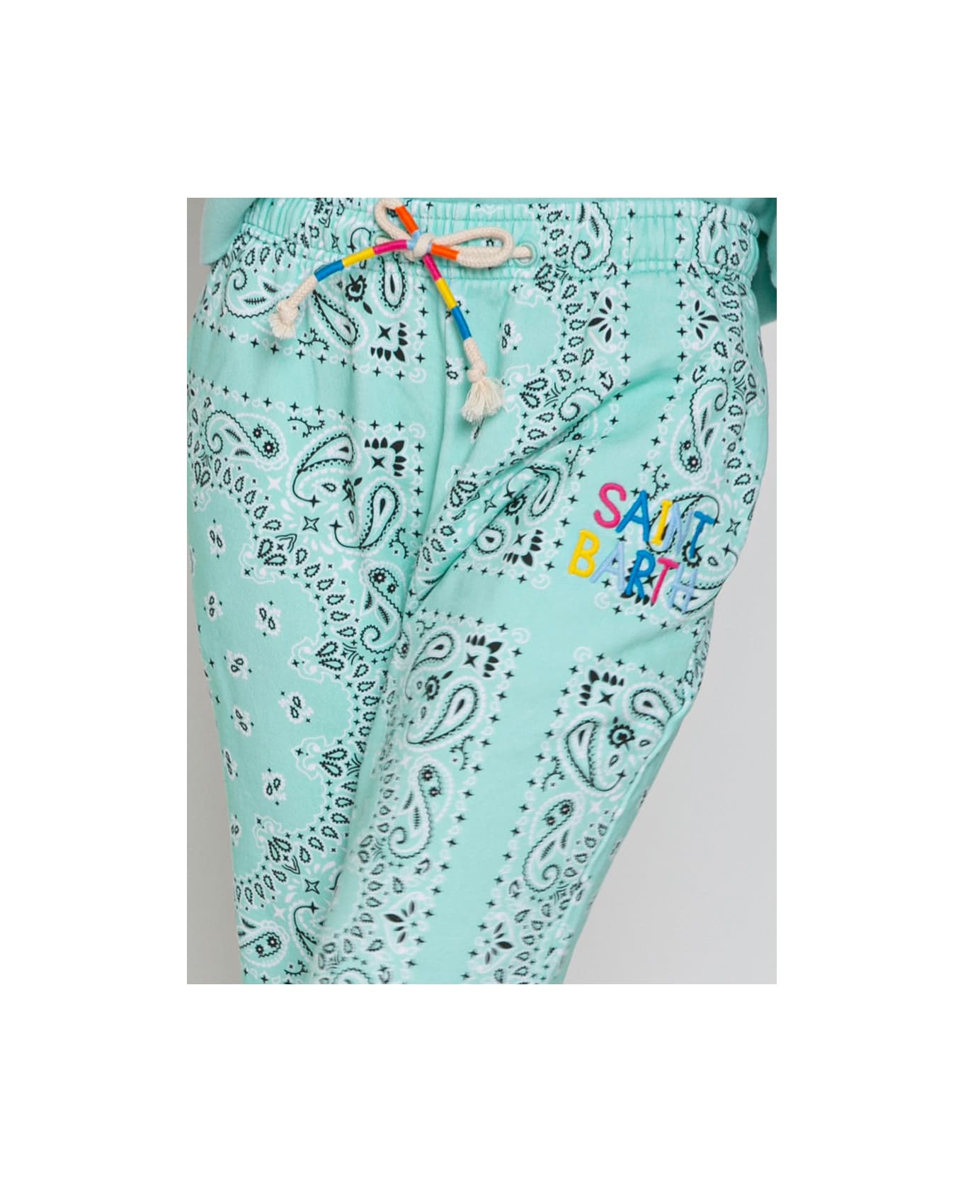 MC2 Saint Barth Cotton Bandanna Joggers With Saint Barth Embroidery - GREEN
