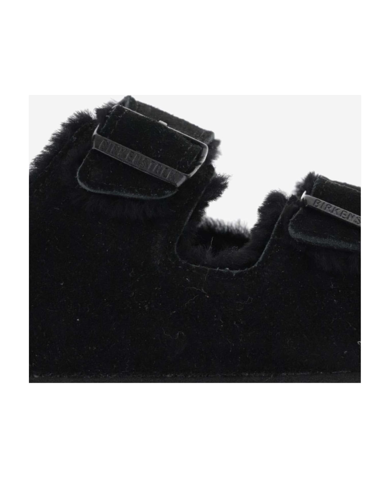 Birkenstock Arizona Suede And Shearling Sandals - Black