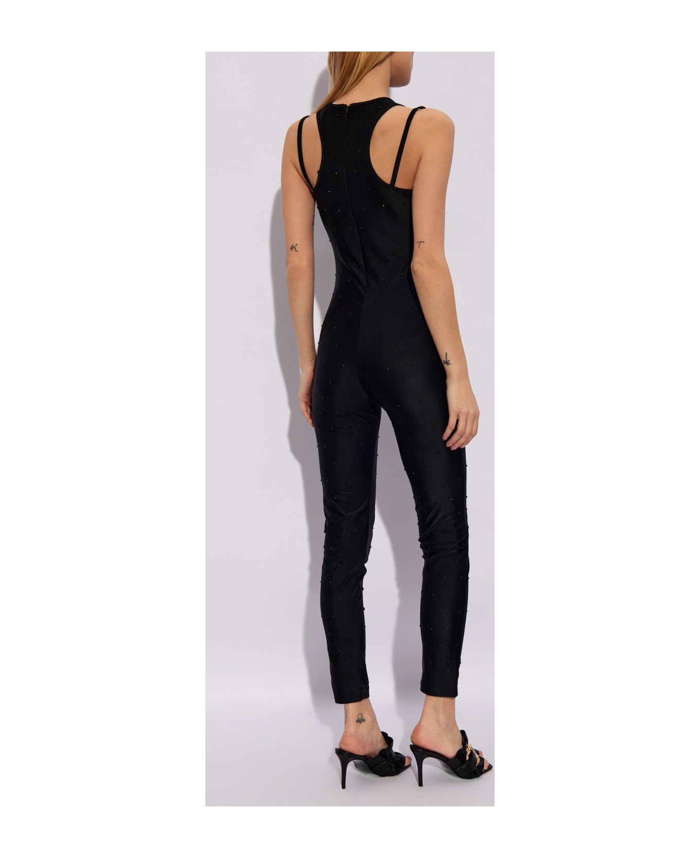 Versace Jeans Couture Embellished Halterneck Sleeveless Jumpsuit - Black