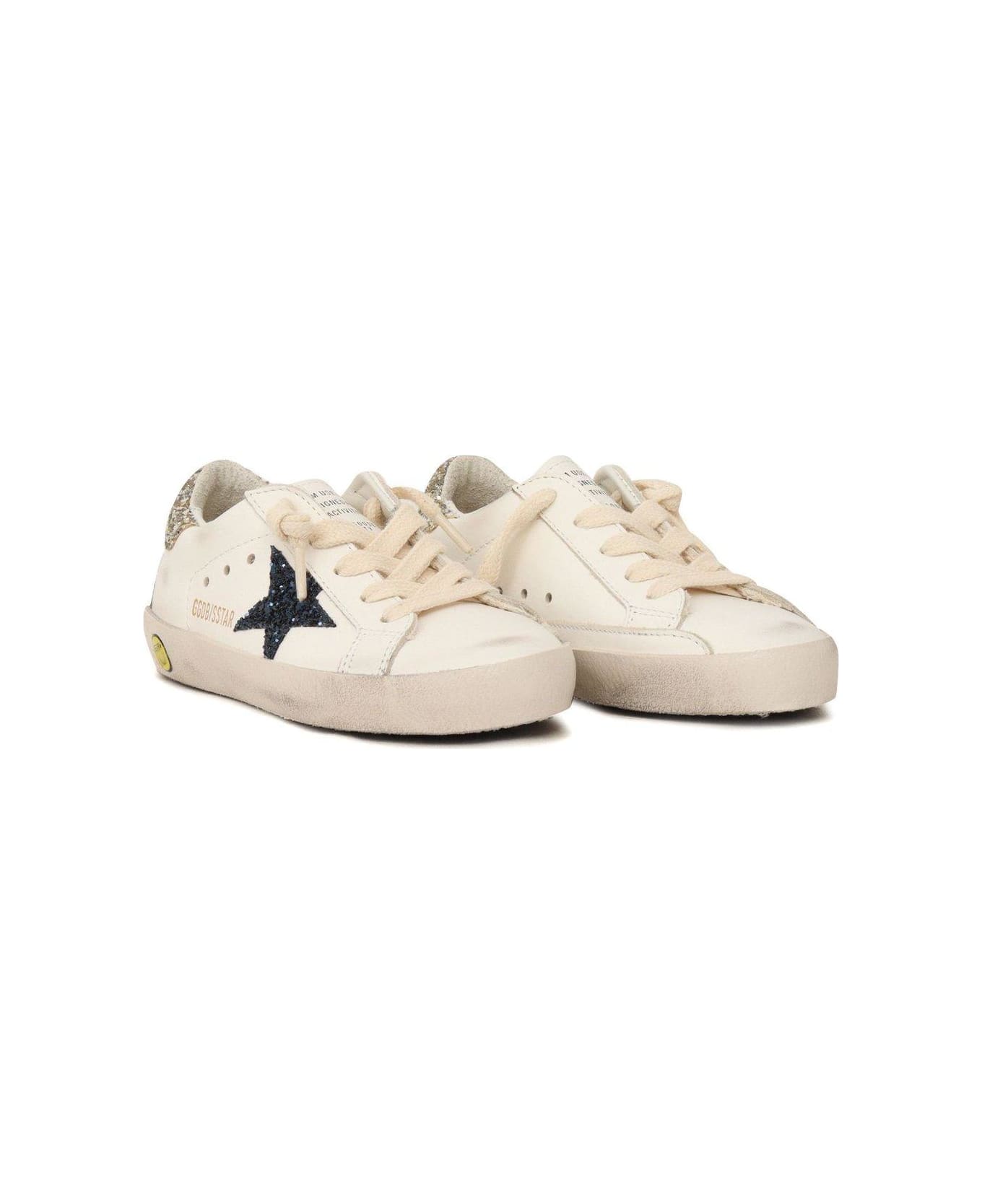 Golden Goose Super Star Lace-up Sneakers - White/platinum/blue