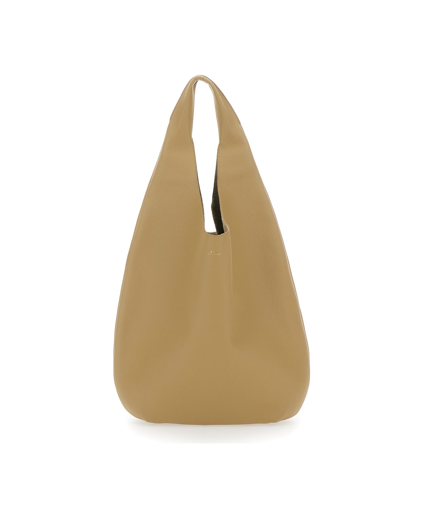A.P.C. 'le Neige' Beige Shoulder Bag With Embossed Logo On The Front In Hammered Leather Woman - Beige