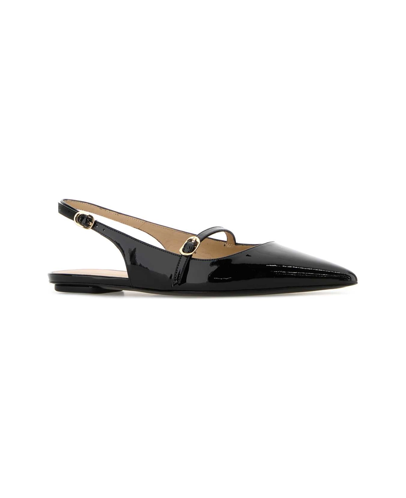 Stuart Weitzman Black Leather Emilia Ballerinas - Black