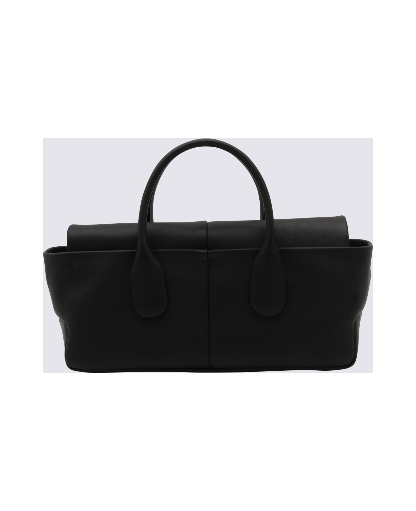 Tod's Black Leather Reverse Flap Small Top Handle Bag - Black