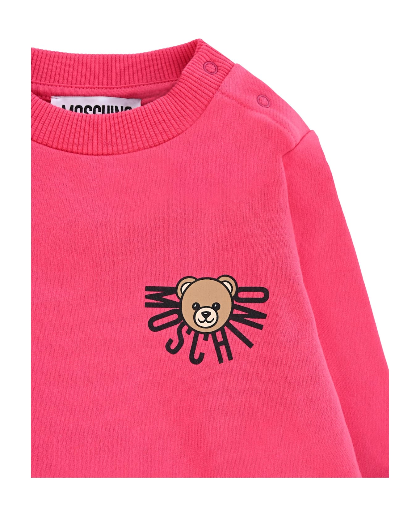Moschino Fuchsia Sweatshirt For Baby Girl With Teddy Bear - Fuchsia