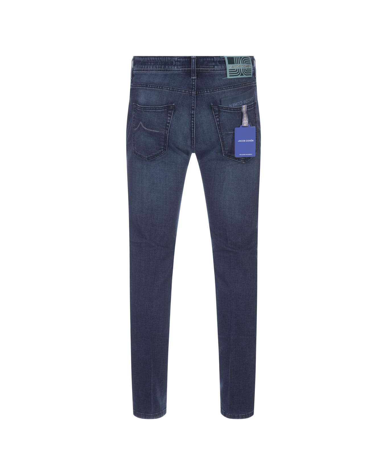 Jacob Cohen Scott Cropped Jeans In Dark Blue Stretch Denim - Blue