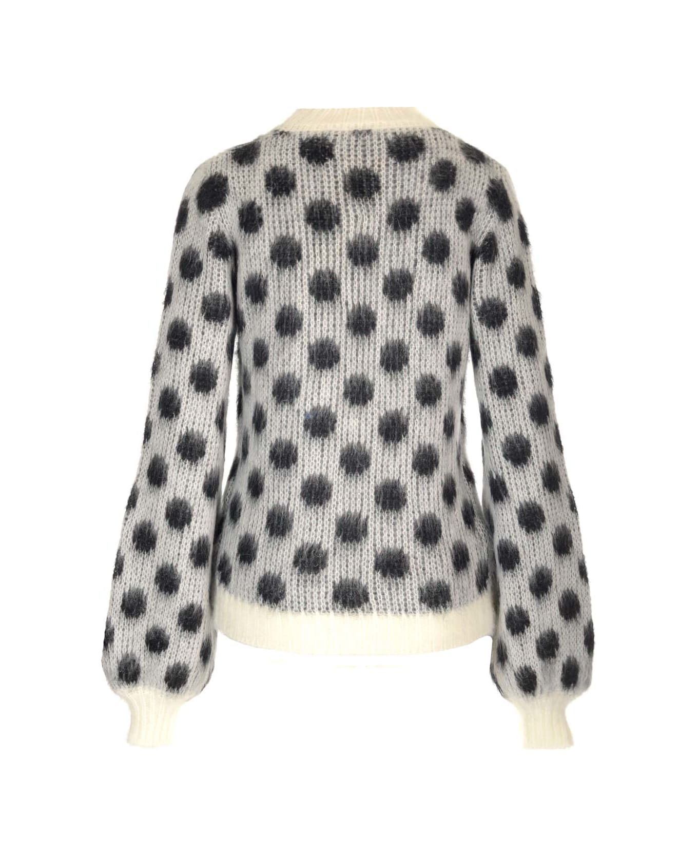 Marni Brushed Mohair Sweater - WHITE/BLACK ニットウェア