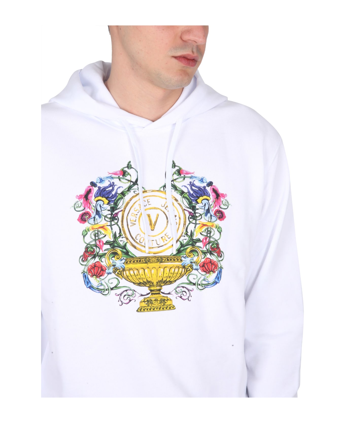 Versace Jeans Couture Sweatshirt With Logo Print - BIANCO