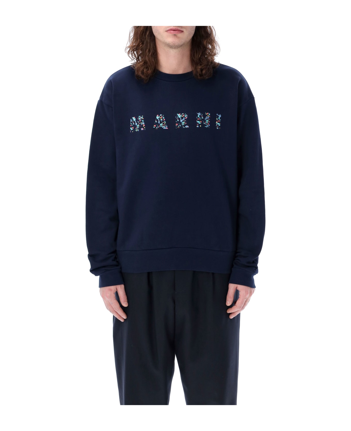 Marni Logo Flowers Sweater - NAVY
