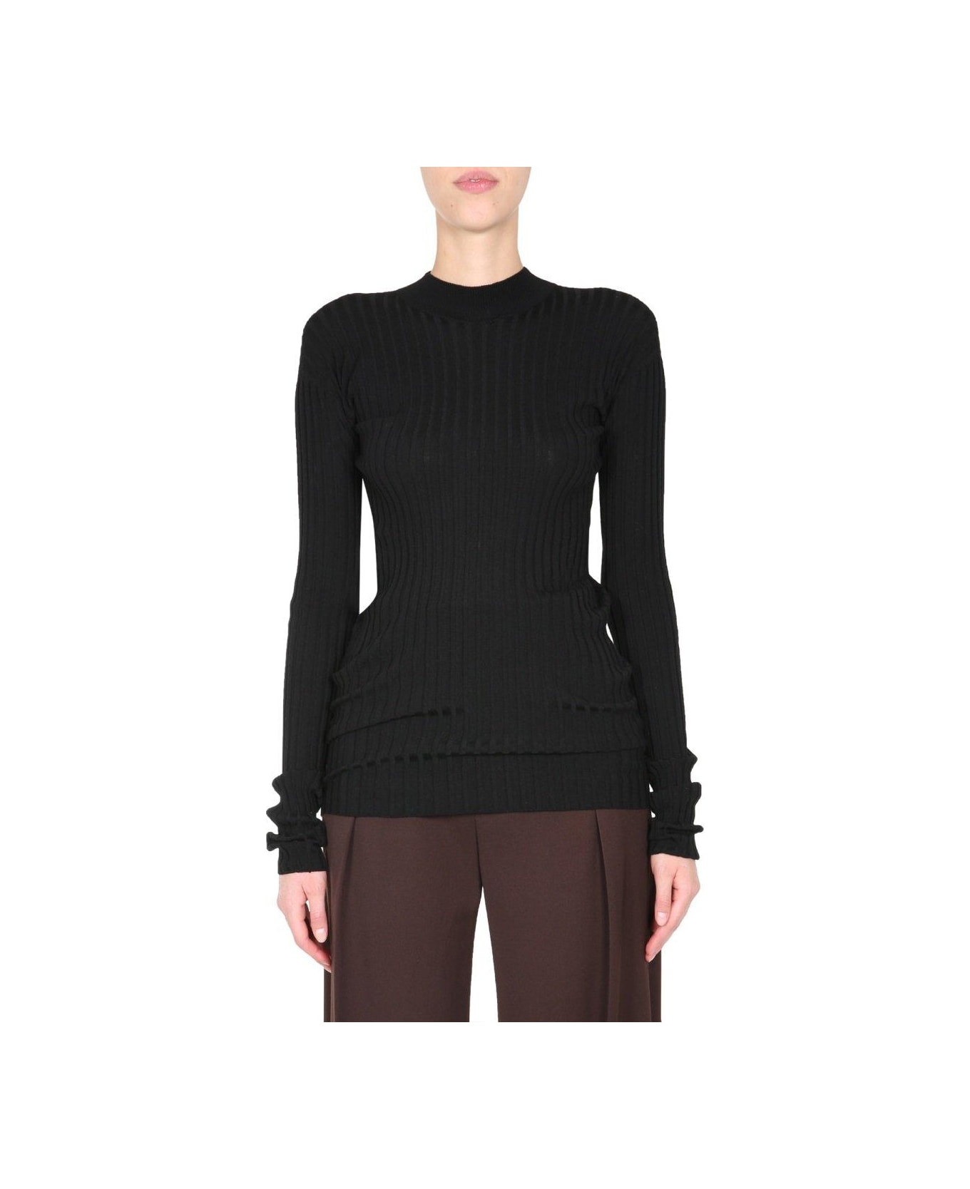 Bottega Veneta Ribbed Knit Sweater - BLACK
