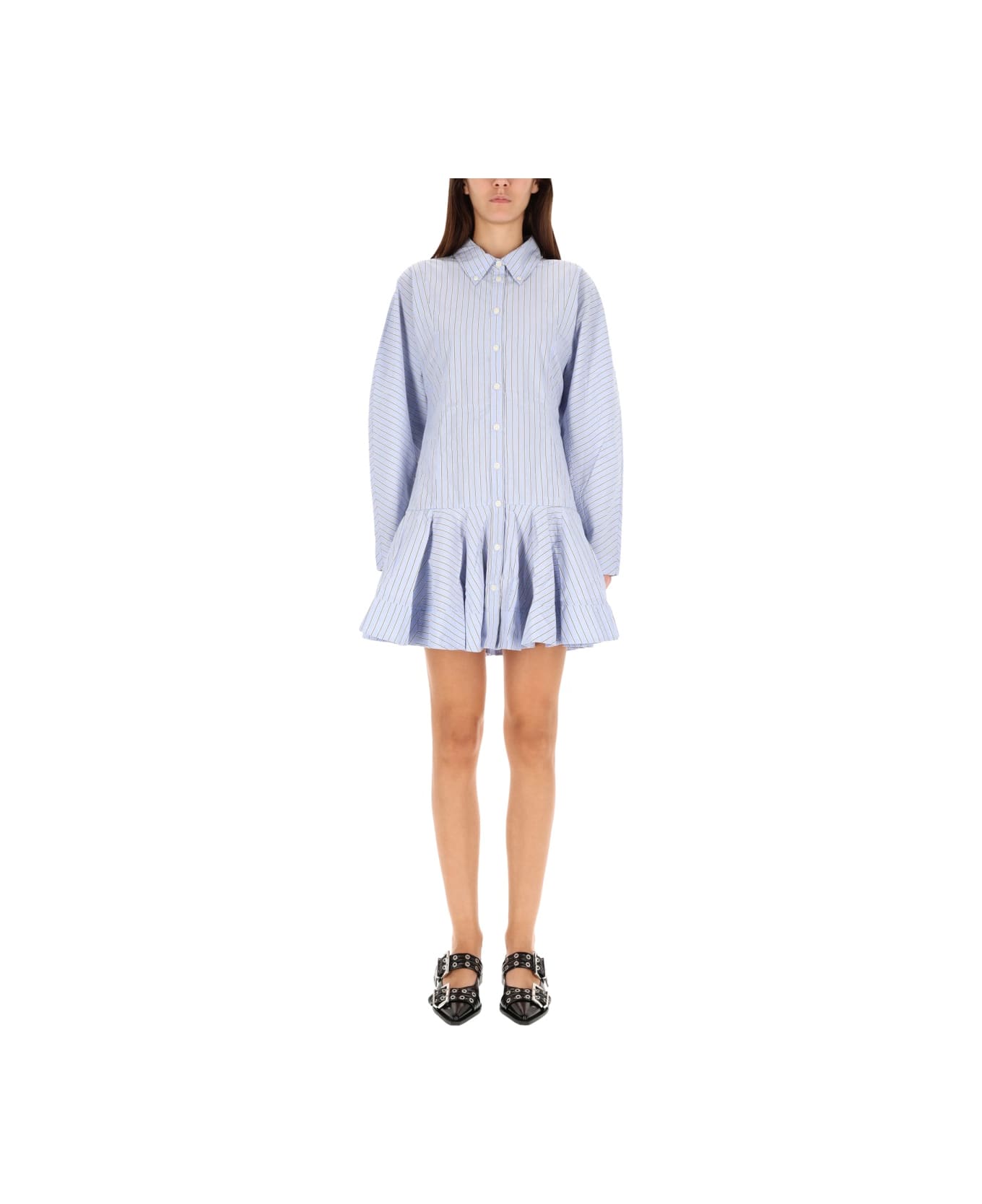Ganni Striped Chemisier Dress - BABY BLUE