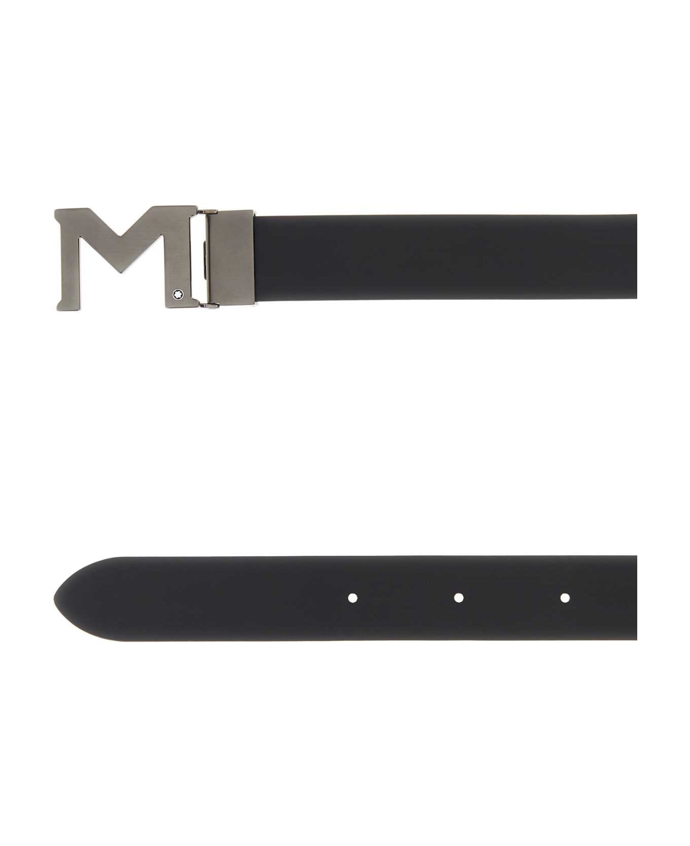 Montblanc Black Leather Reversible Belt - 000
