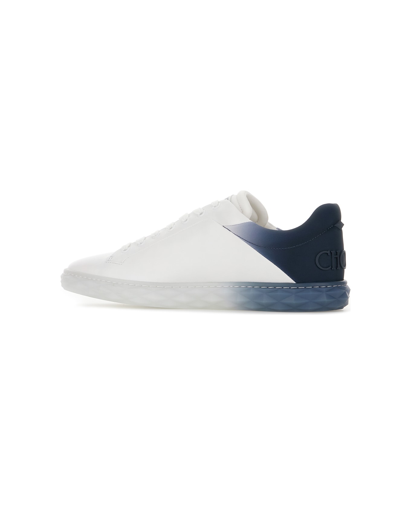 Jimmy Choo White Leather Diamond Light Sneakers - WHITENAVY