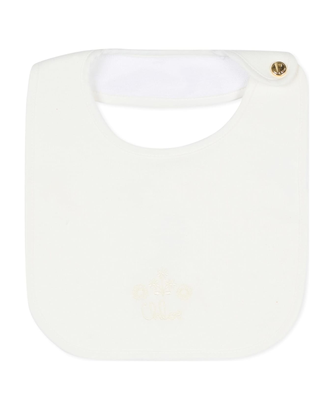 Chloé Ivory Babygrow Set For Baby Girl With Logo - White