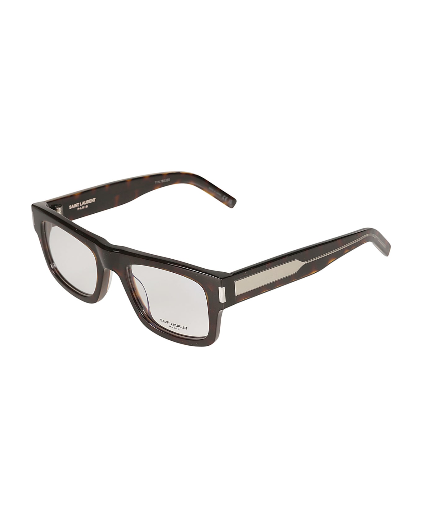 Saint Laurent Eyewear Square Frame Flame Effect Glasses - Havana/Crystal/Transparent