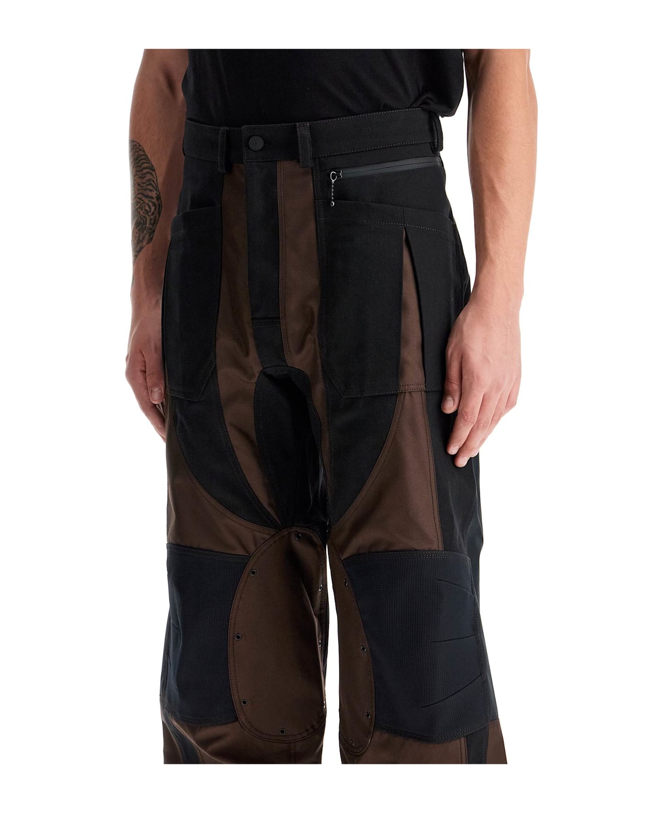 Mugler Patchwork Cargo Pants With - BLACK DARK CHOCOLATE (Brown)