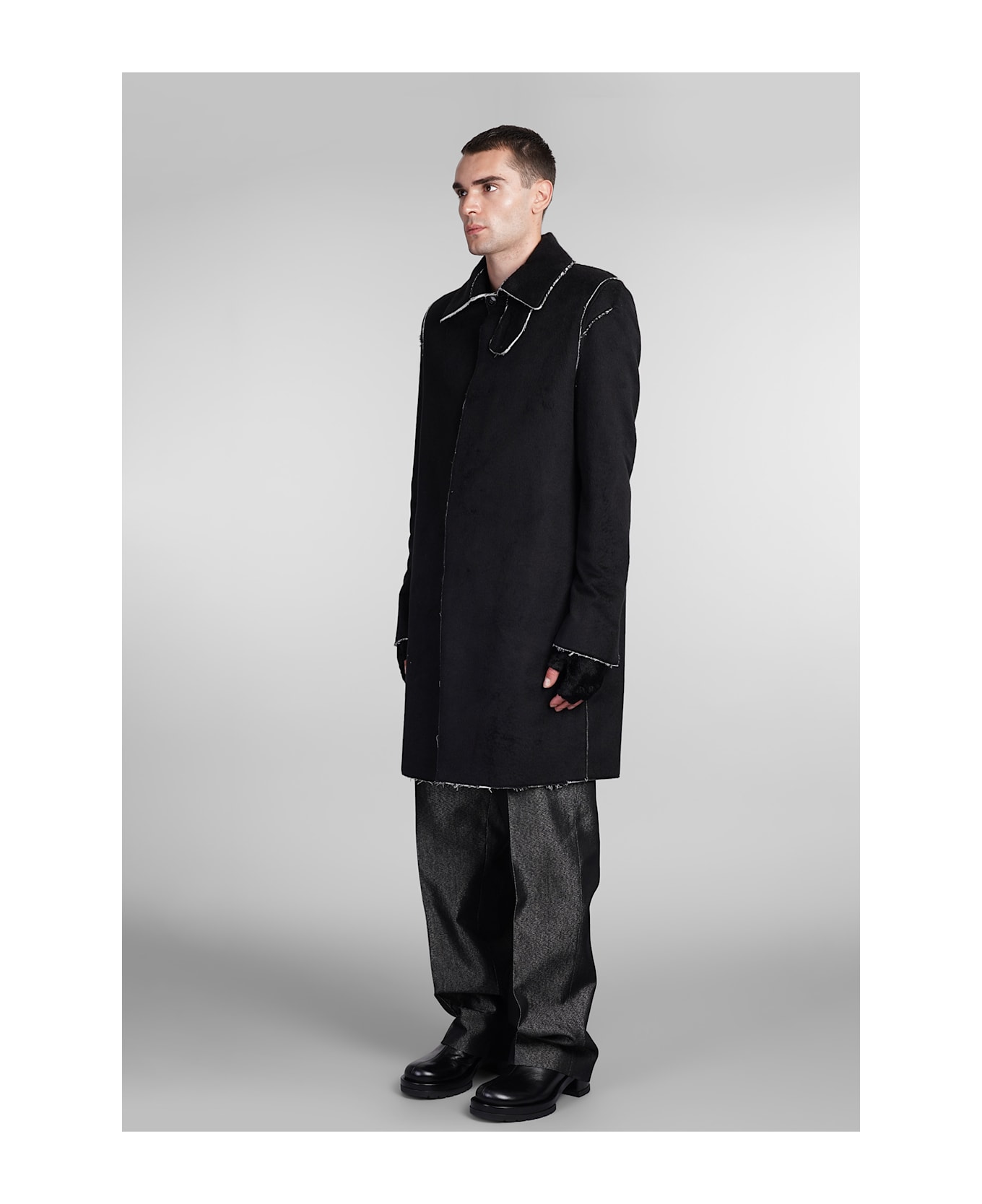 Sapio N23 Coat In Black Silk - black