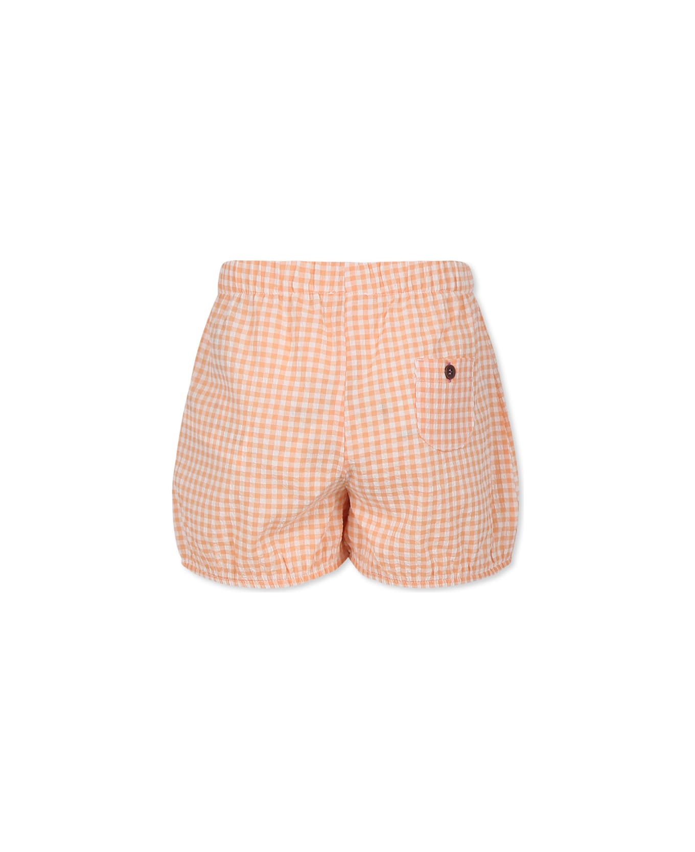 Caffe' d'Orzo Orange Short For Girl With Vichy Print - Orange