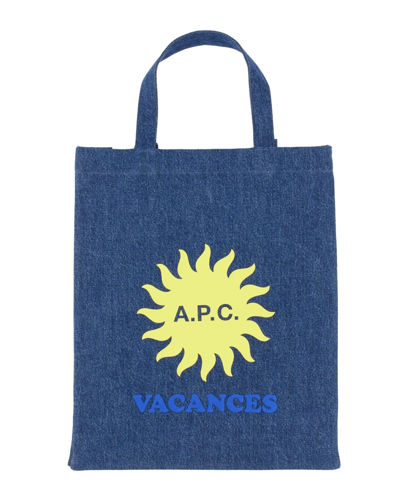 A.P.C. Denim Tote Bag With Print - BLU