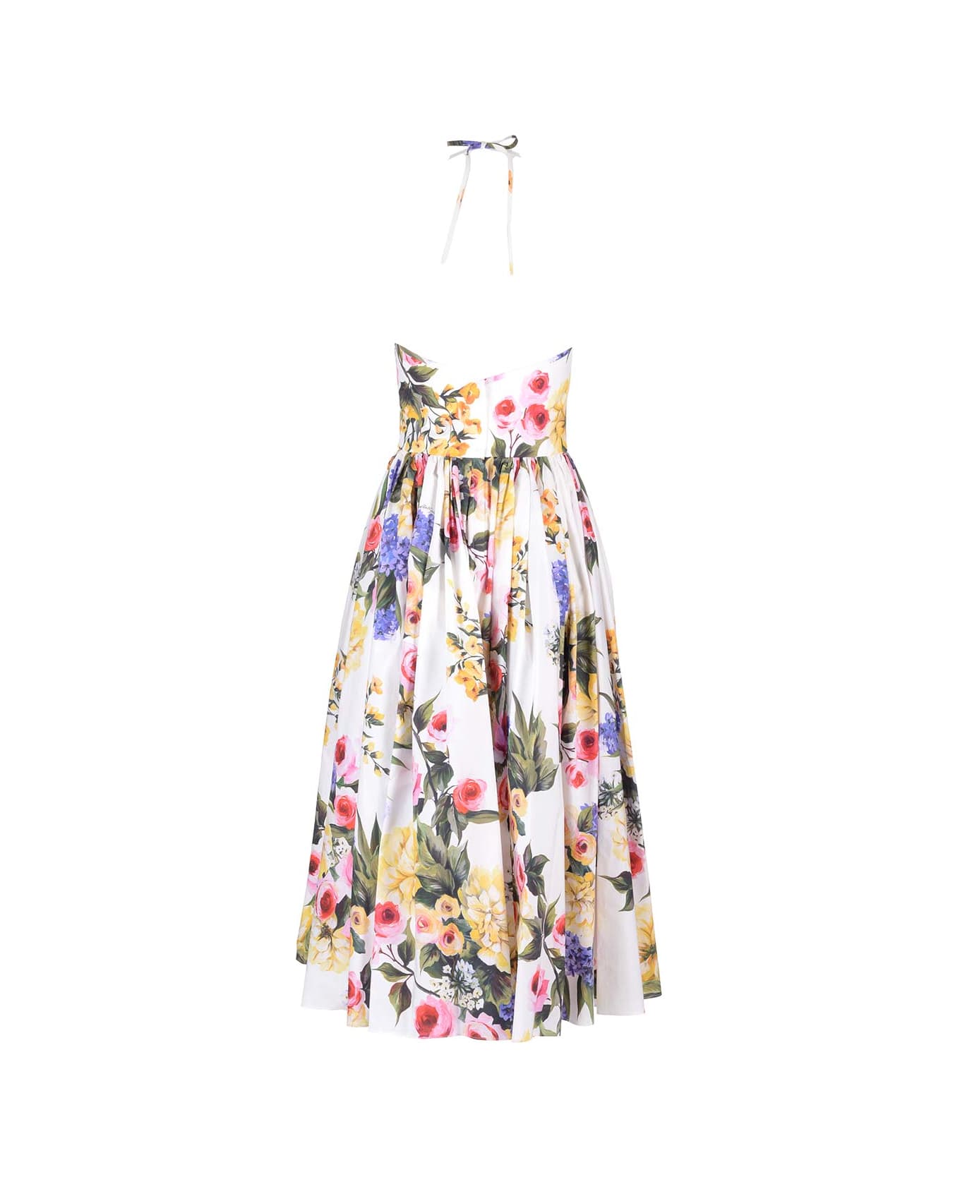 Dolce & Gabbana Garden Print Cotton Poplin Dress - White ワンピース＆ドレス