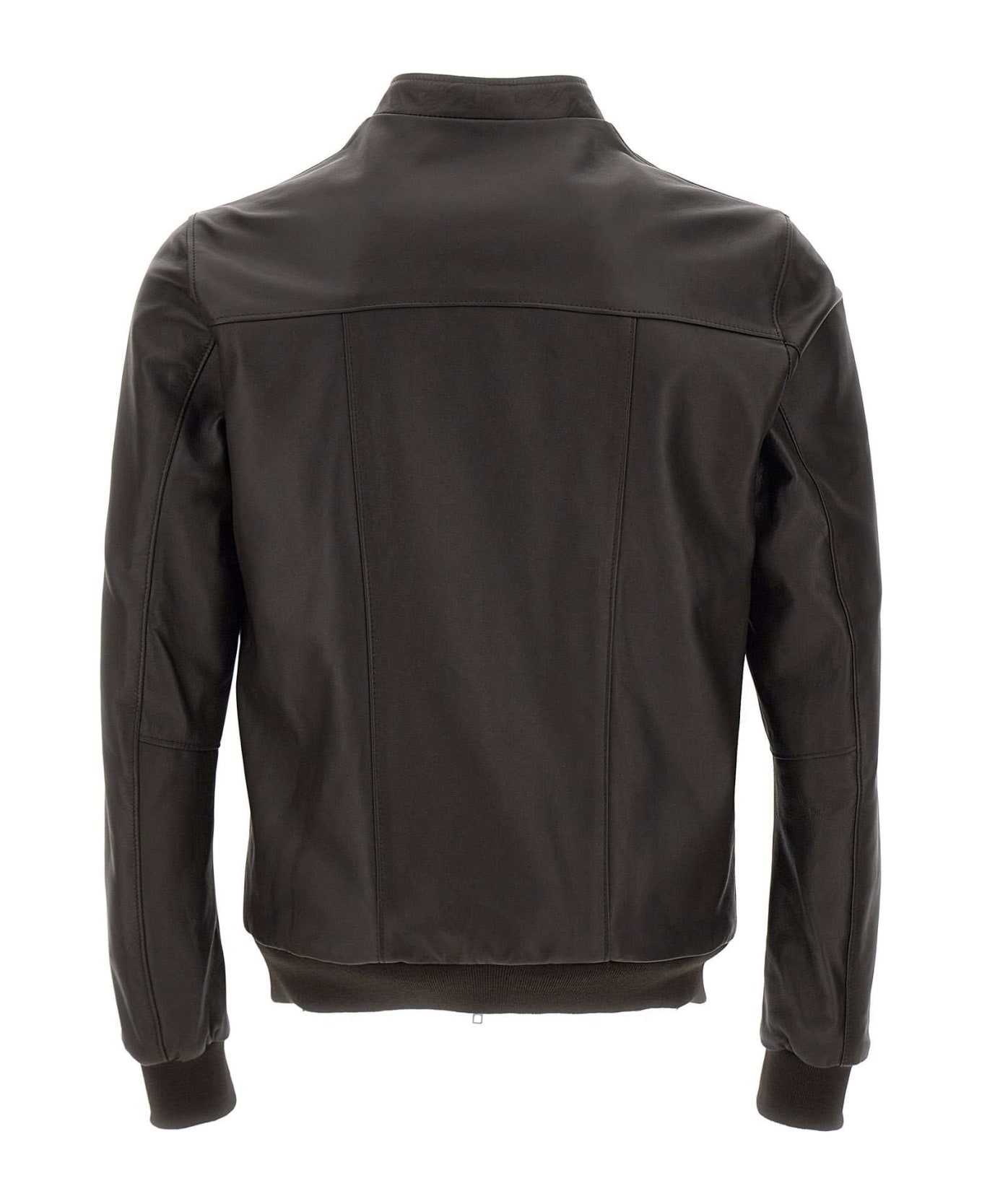 Mono "art Lucky" Leather Jacket - BROWN