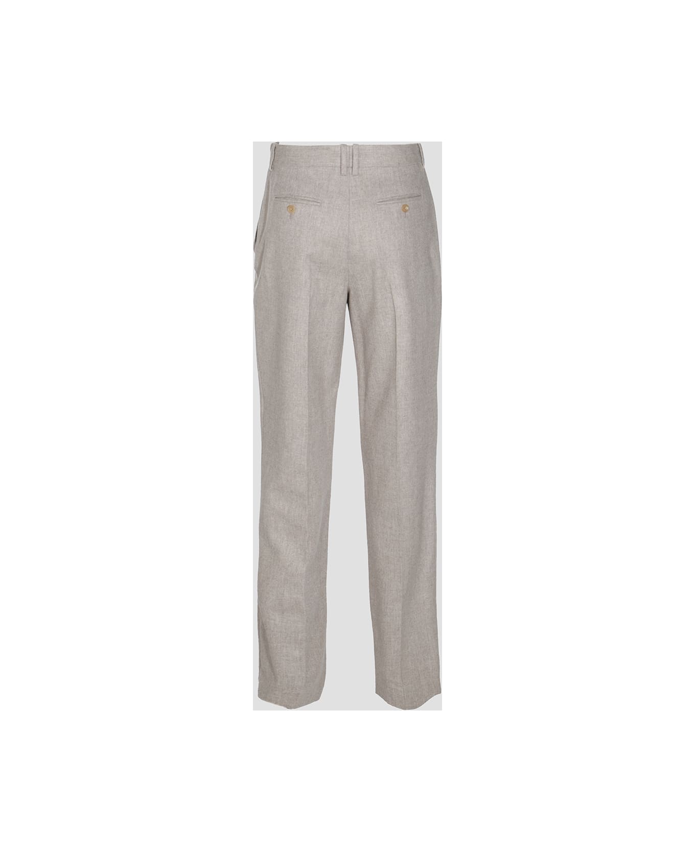 The Row Light Grey Wool Norbert Pants - LIGHT PEBBLE