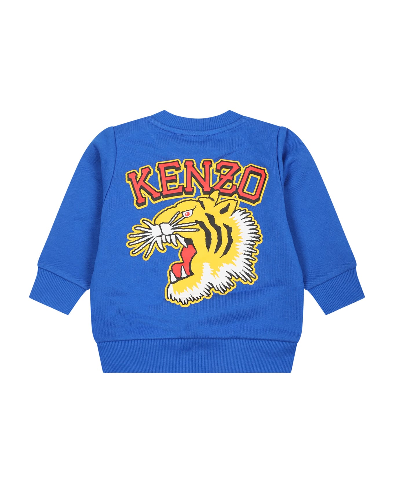 Kenzo Kids Blue Sweatshirt For Baby Boy With Tiger Logo - Light Blue