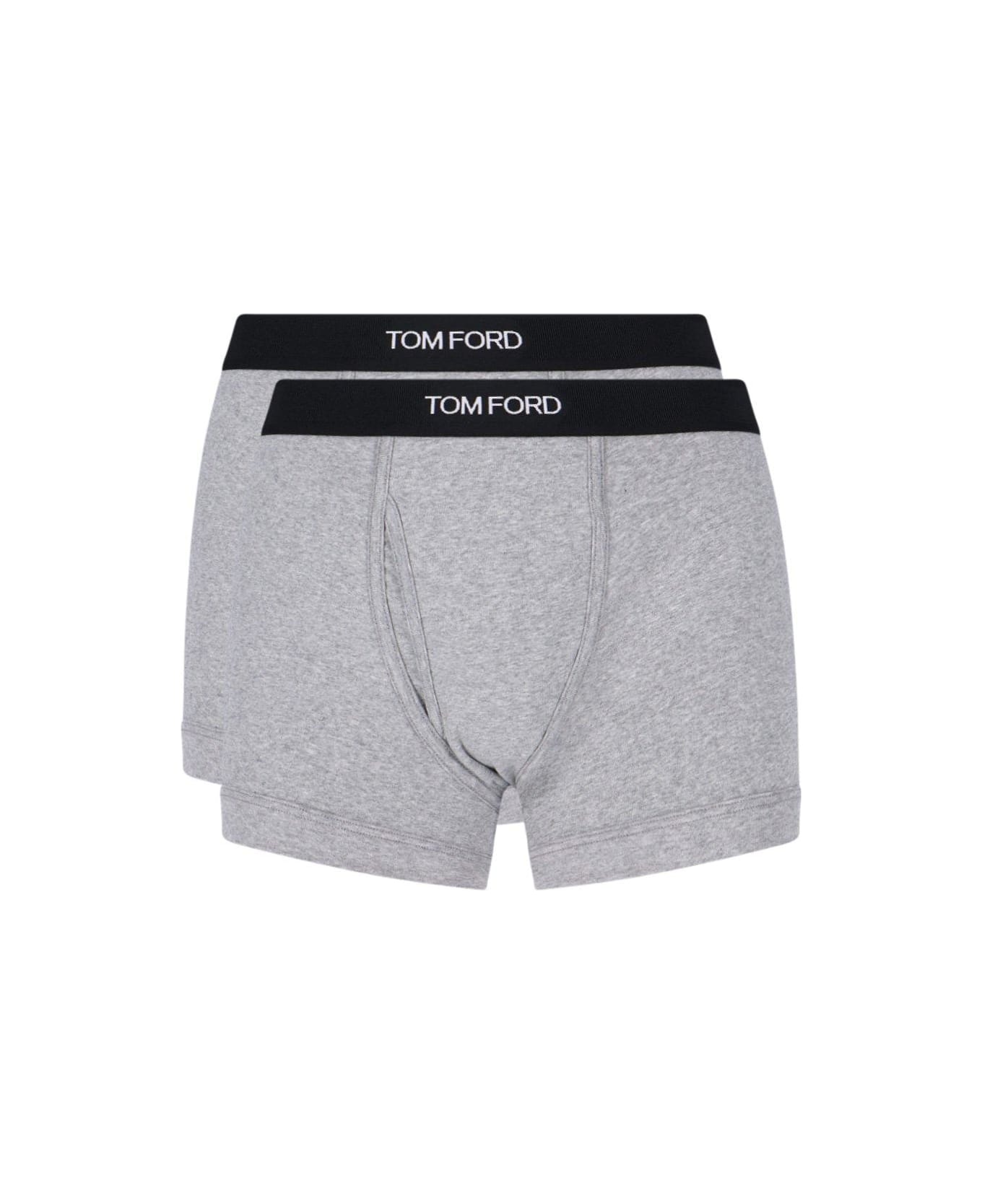 Tom Ford Logo Waistband Pack Of Two Boxers - GREY ショーツ