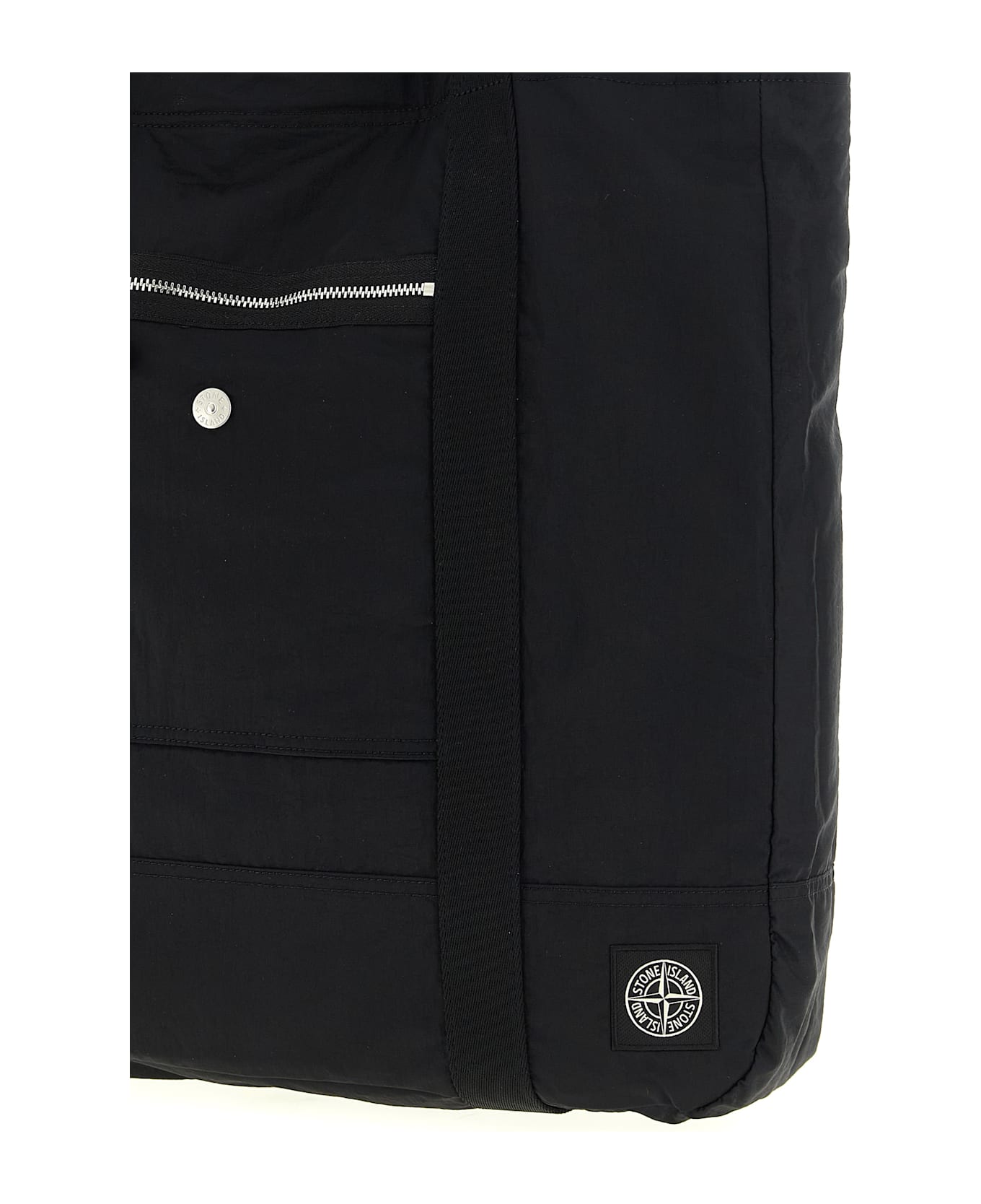 Stone Island Logo Patch Shopping Bag - Black  