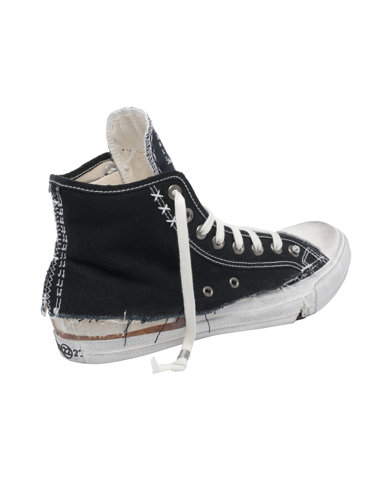 Maison Margiela High Top Sneakers With Destructured Detail - Black