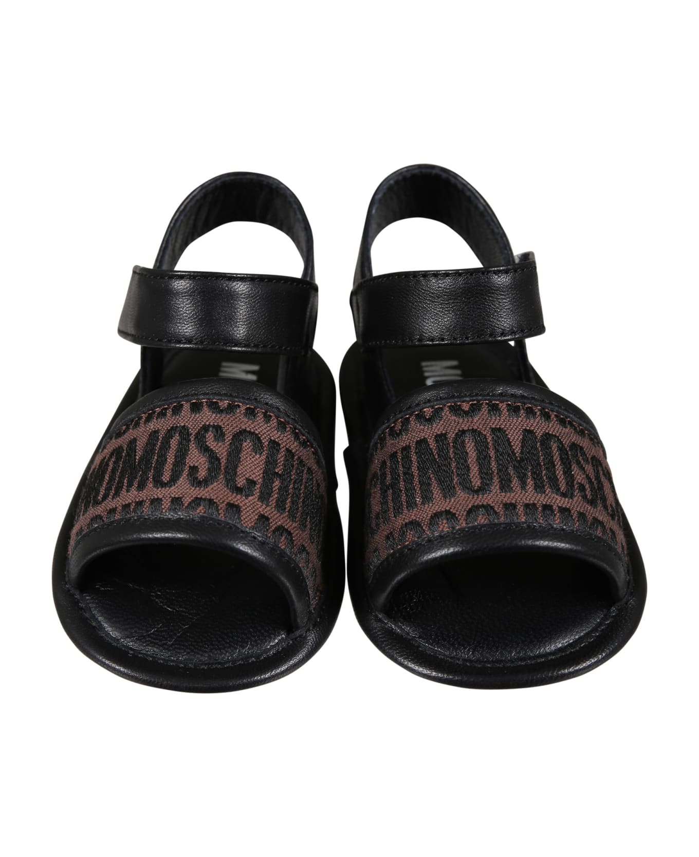 Moschino Brown Sandals For Babykids With Logo - Brown シューズ