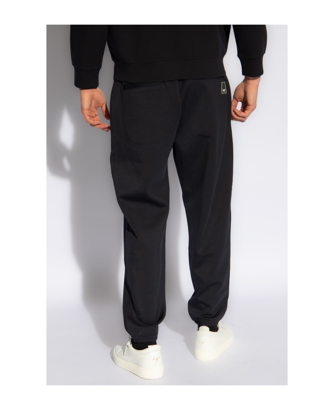 Emporio Armani Sweatpants With Logo Patch - Blu スウェットパンツ