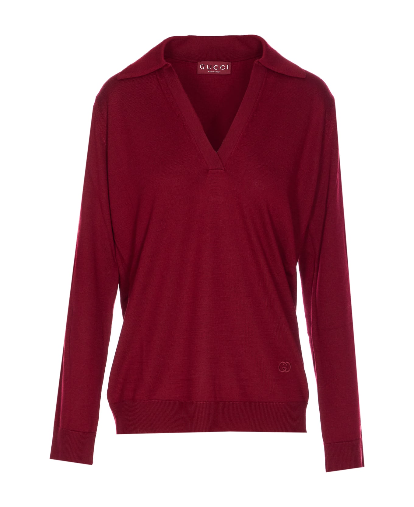 Gucci Gg Logo Polo Sweater - Red