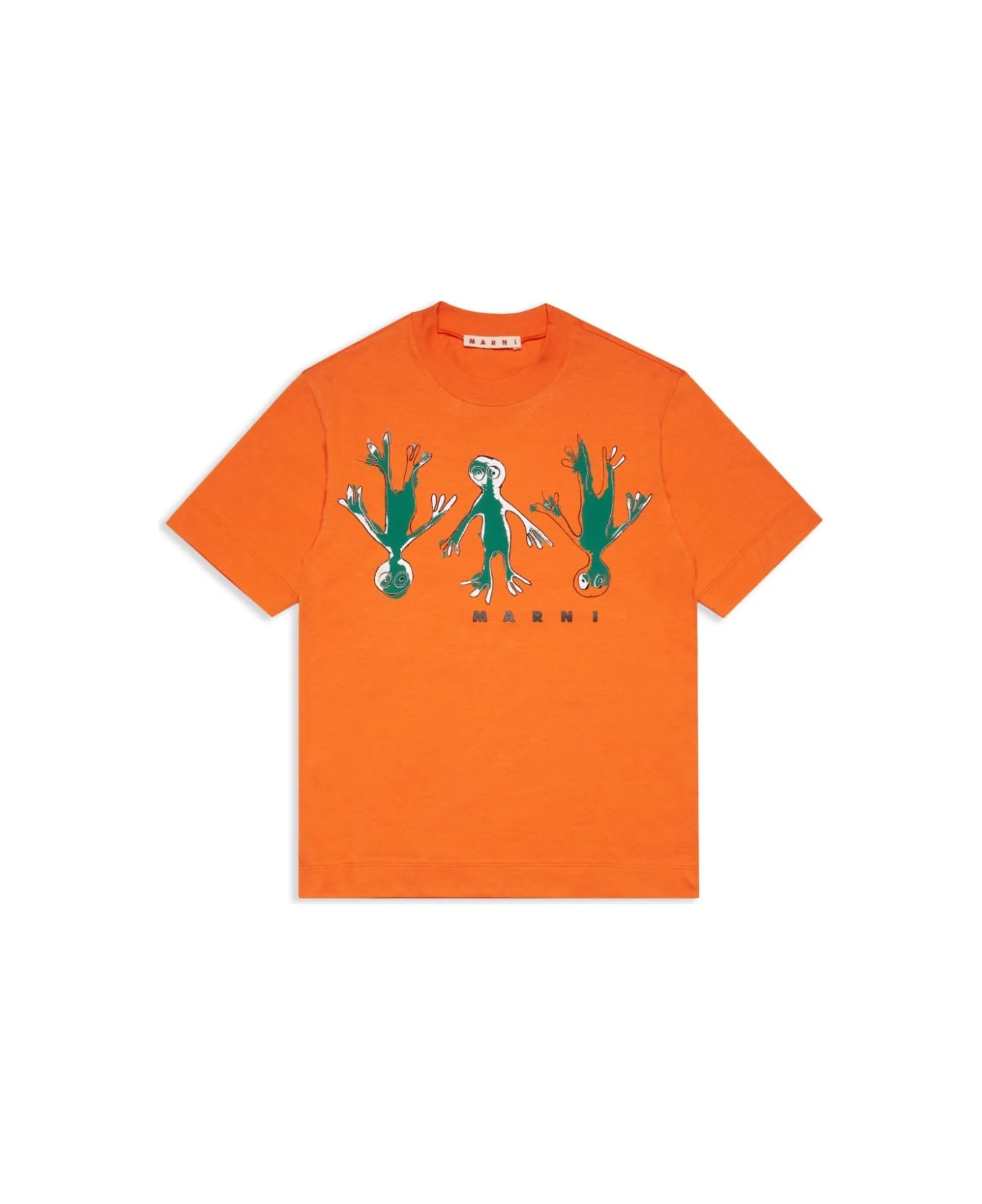 Marni T-shirt Con Stampa - Orange