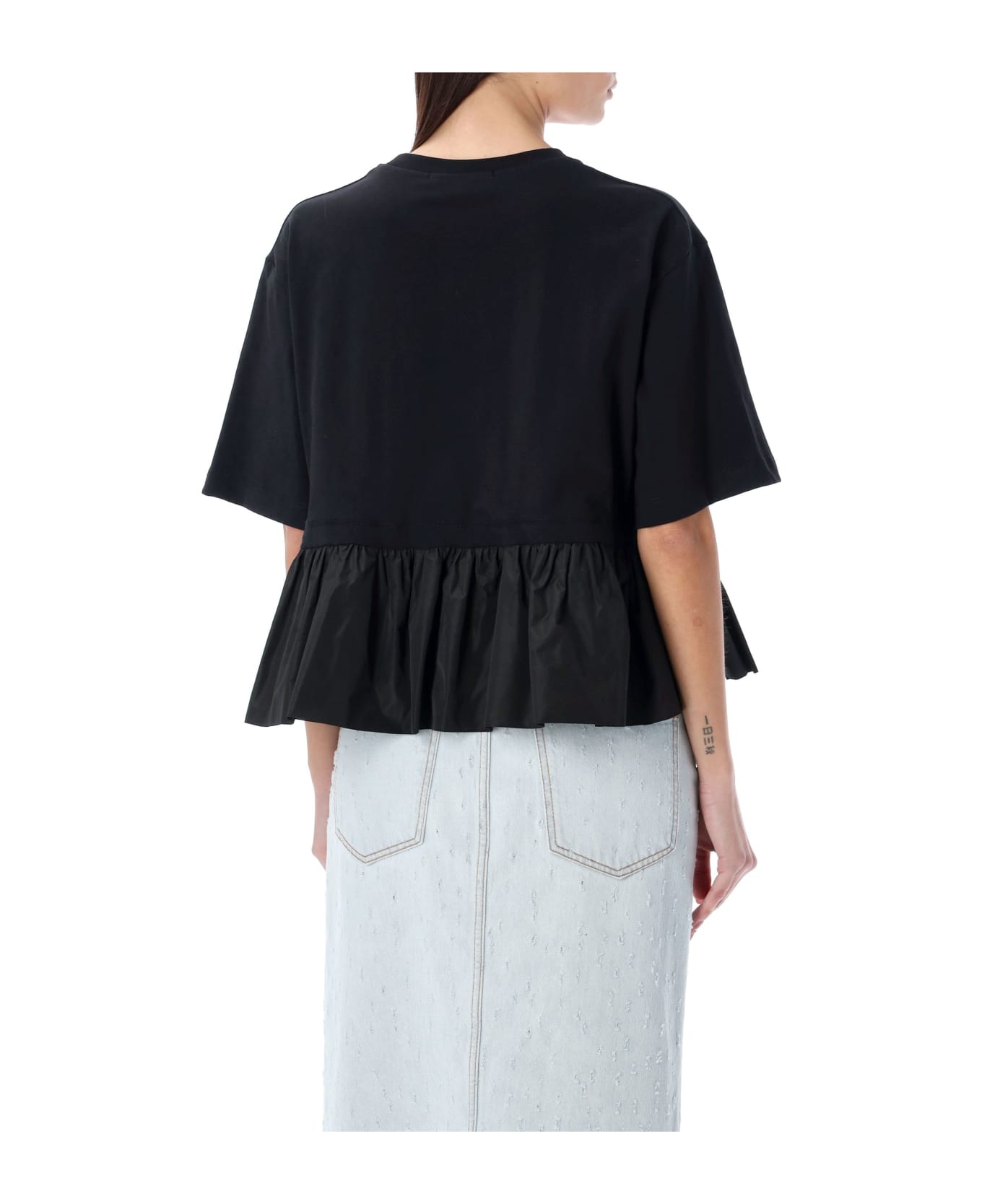 MSGM T-shirt Ruffle - BLACK