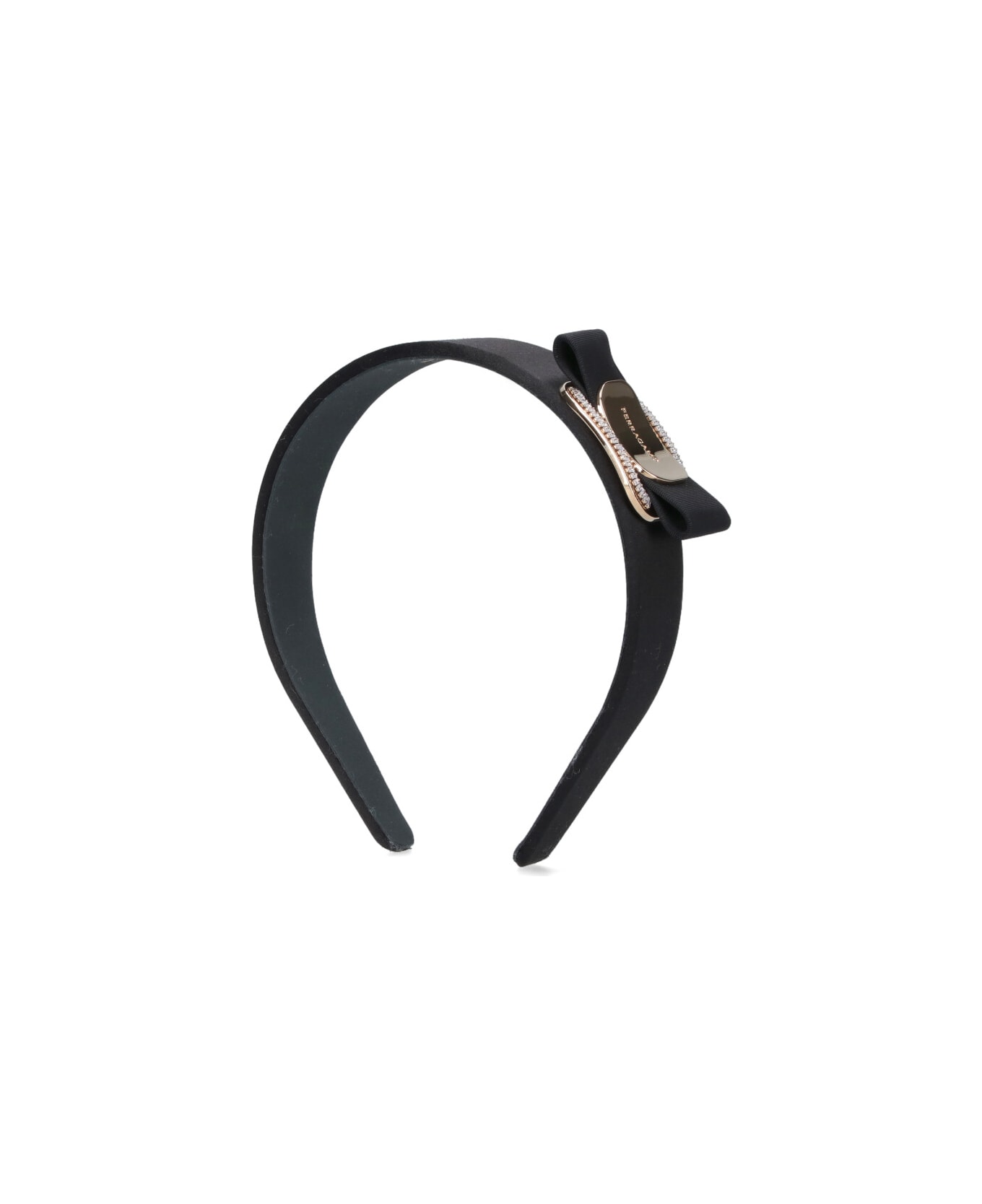 Ferragamo Headband With "vara" Crystals - Black  