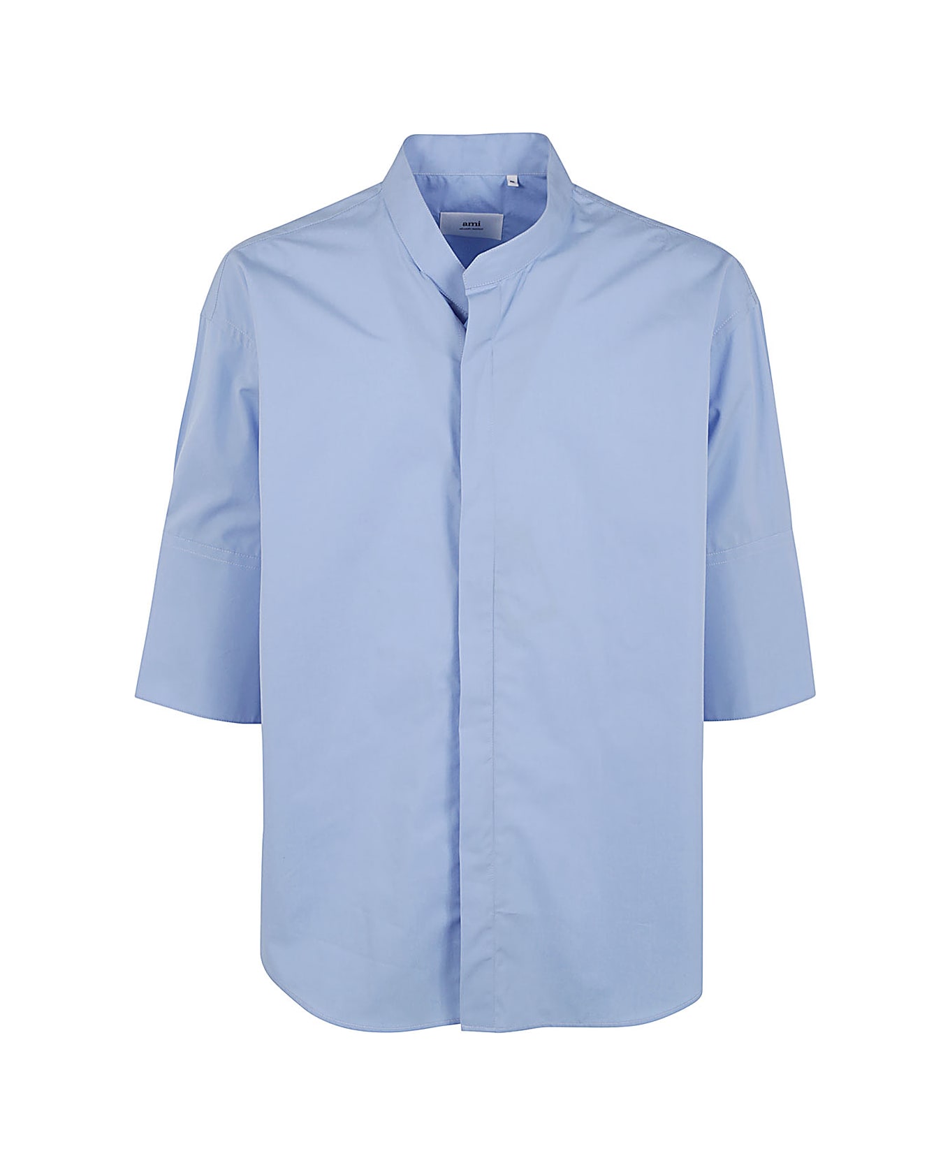 Ami Alexandre Mattiussi Mandarin Collar Shirt - Cashmere Blue