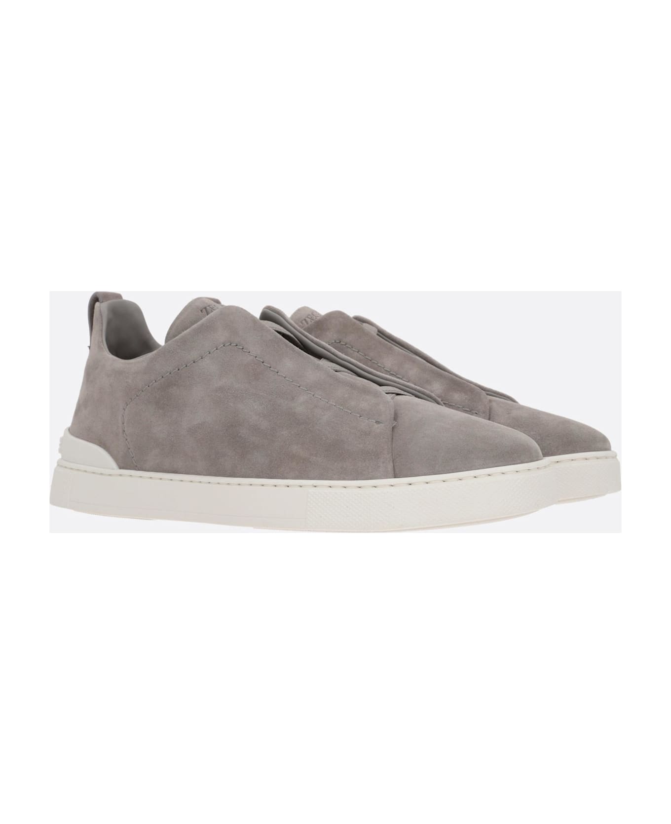 Zegna Triple Stitch Suede Sneakers - Grey