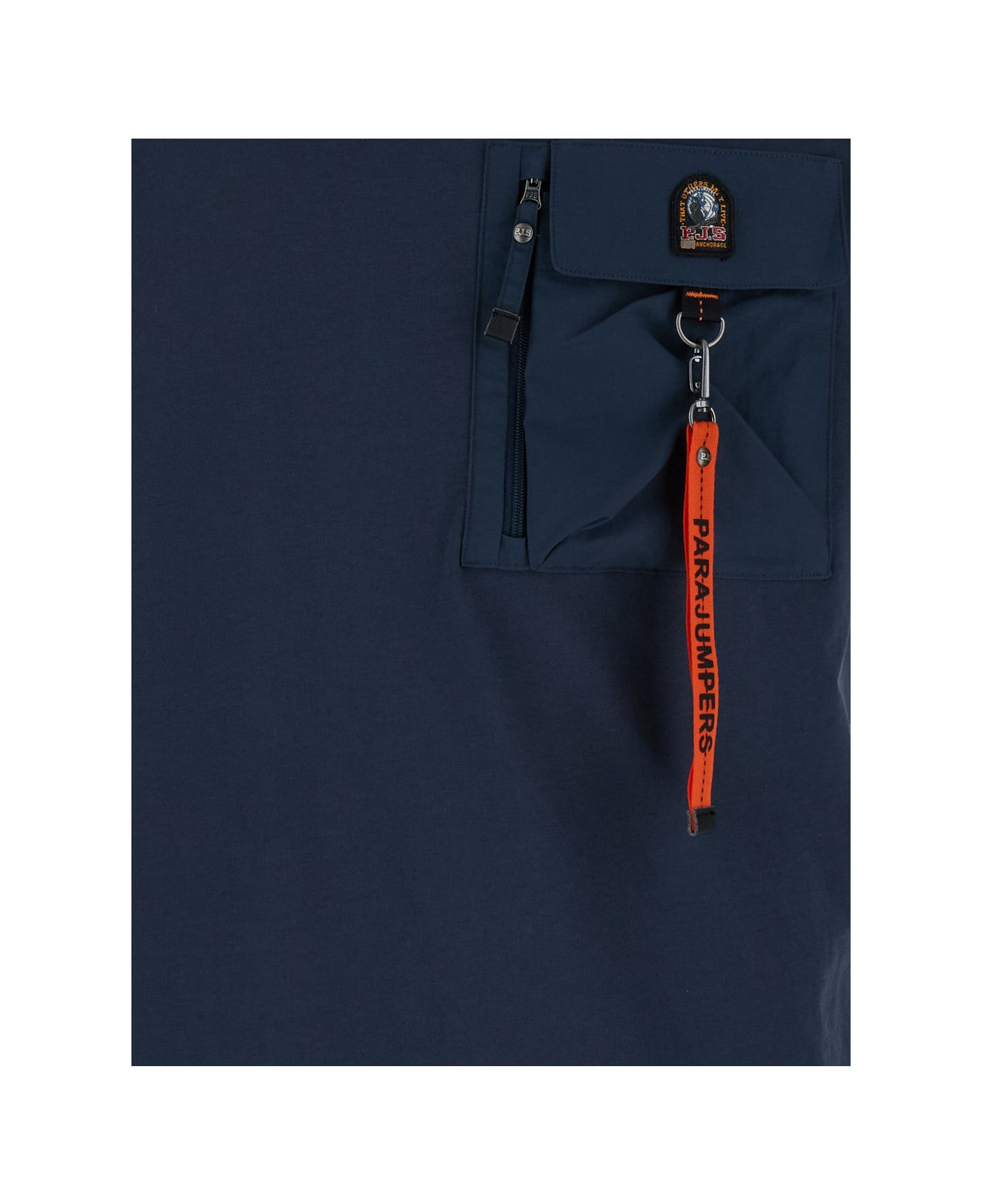 Parajumpers Blue T-shirt With Patch Pocket And Zip In Cotton Man - Blu シャツ