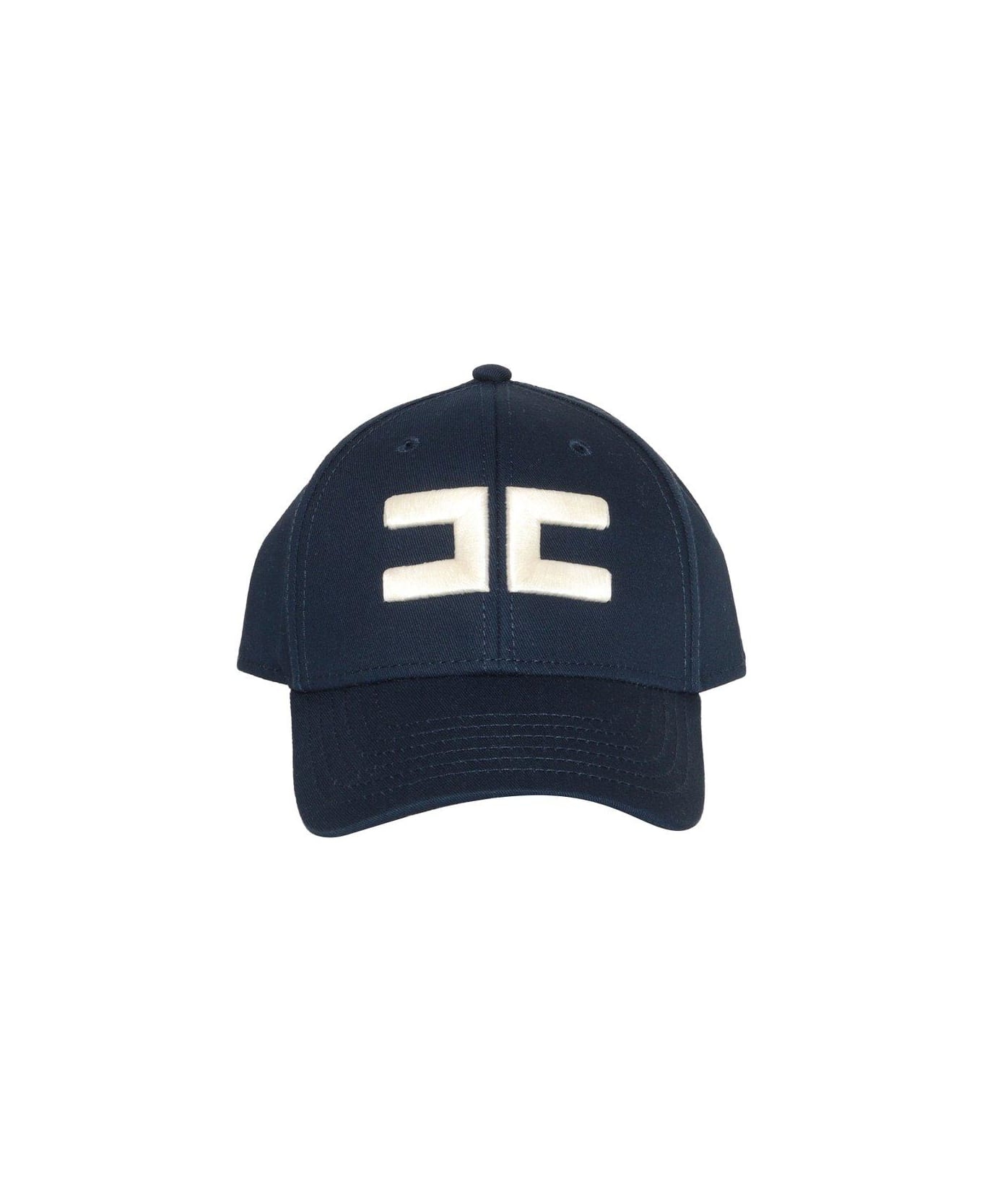 Elisabetta Franchi Blue Hat With Logo - Blu