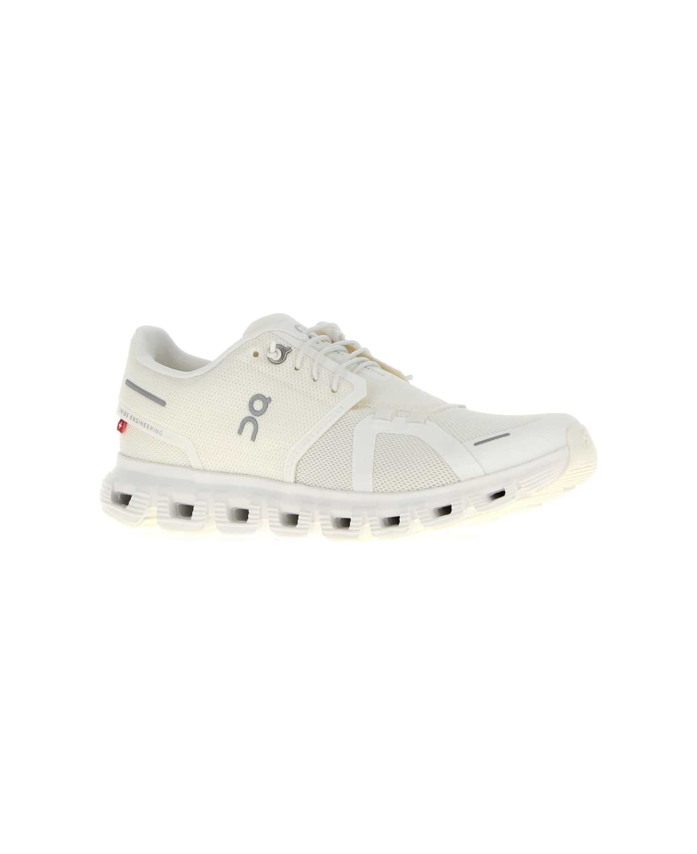 ON White Mesh Cloud 6 Sneakers - WHITEWHITE
