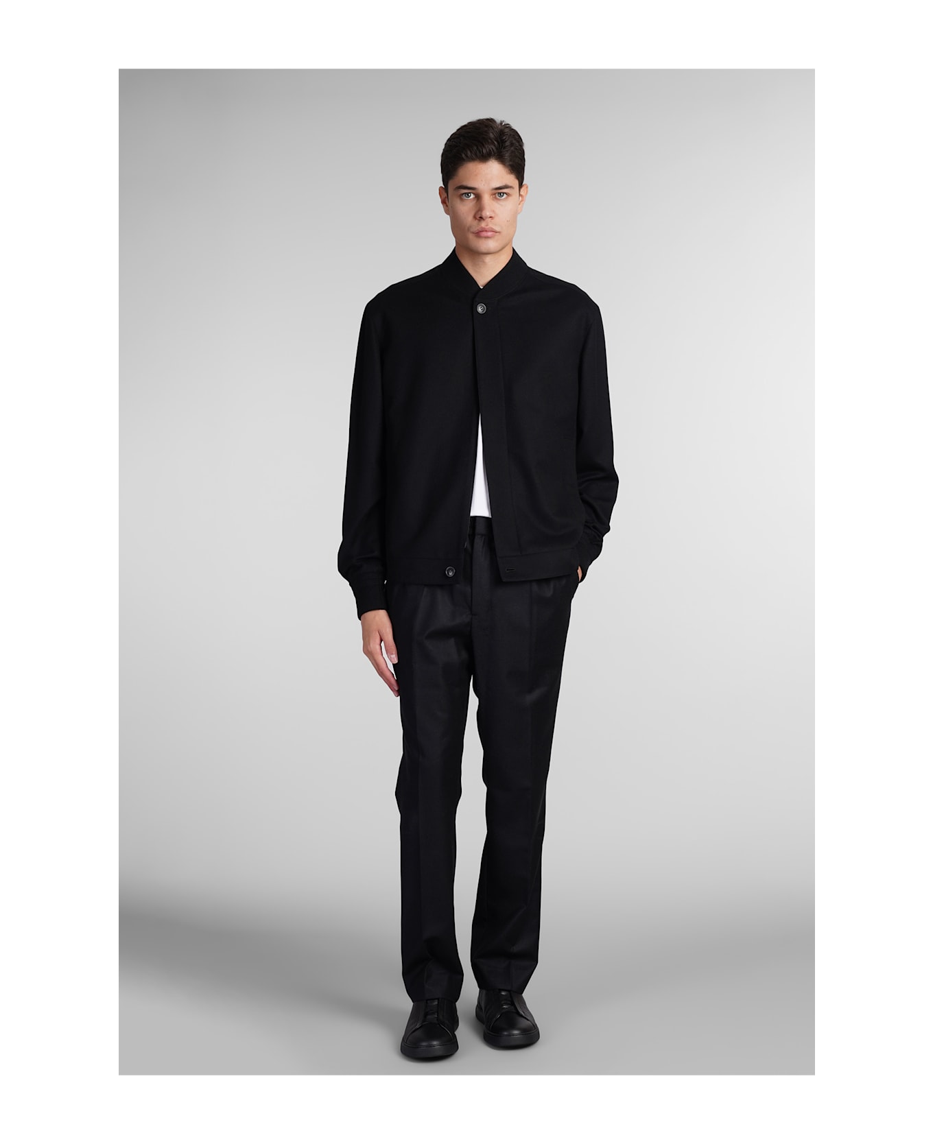 Zegna Casual Jacket In Black Cashmere - black