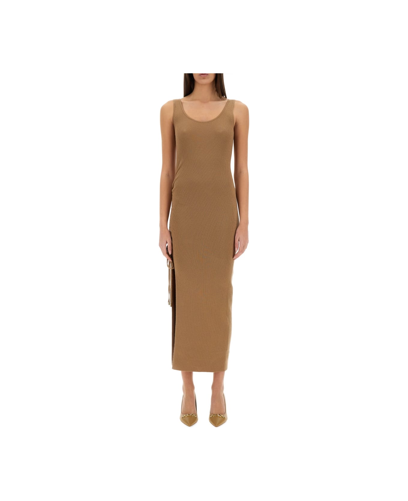 Michael Kors Stretch Wool Blend Camisole Dress - BEIGE