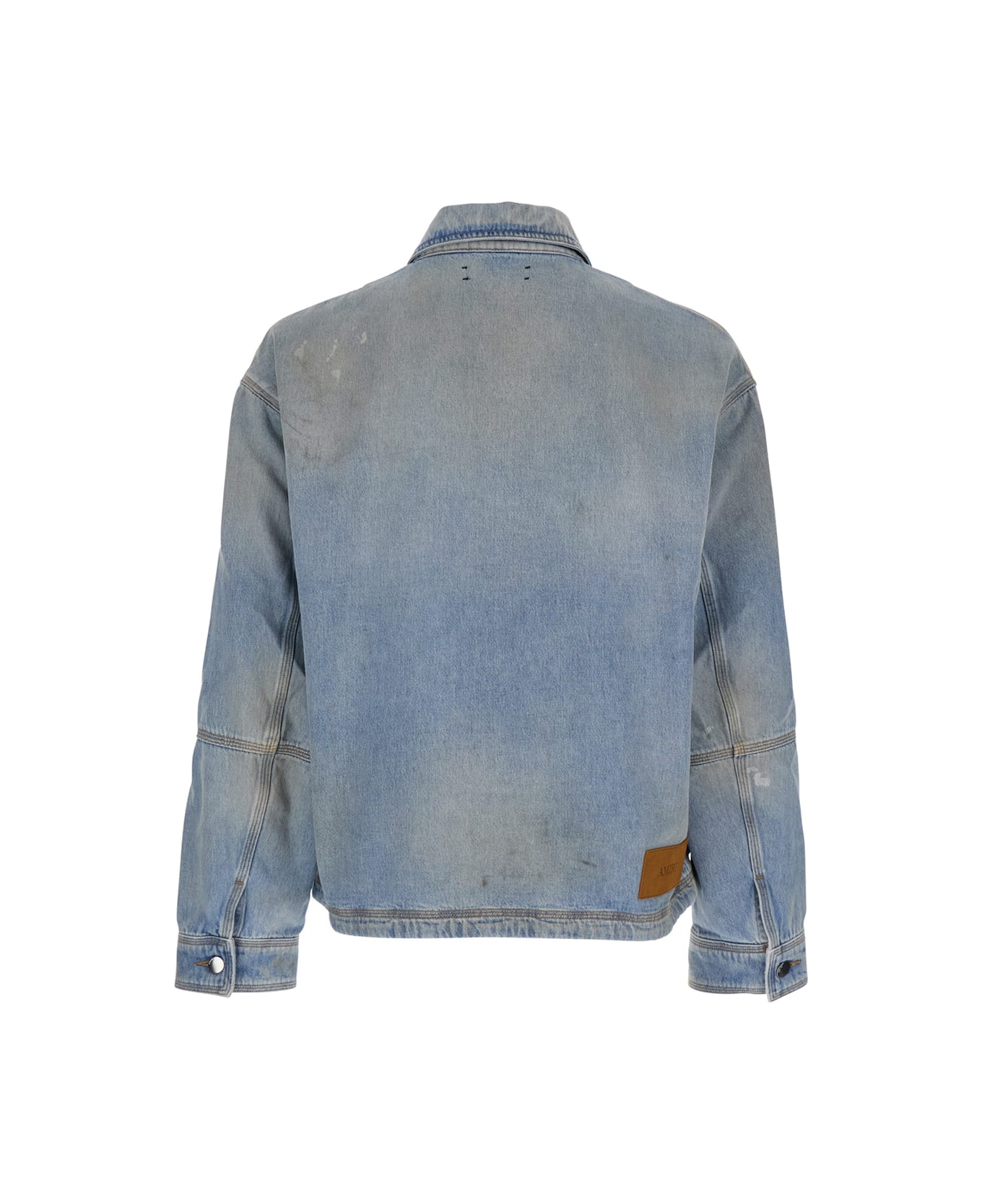 AMIRI Blue Jacket With Classic Collar And Logo Patch On Front And Rear In Denim Man - Blu