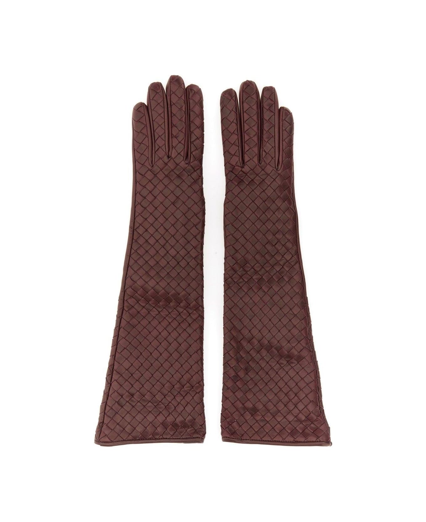 Bottega Veneta Intrecciato Midi Gloves - BORDEAUX 手袋