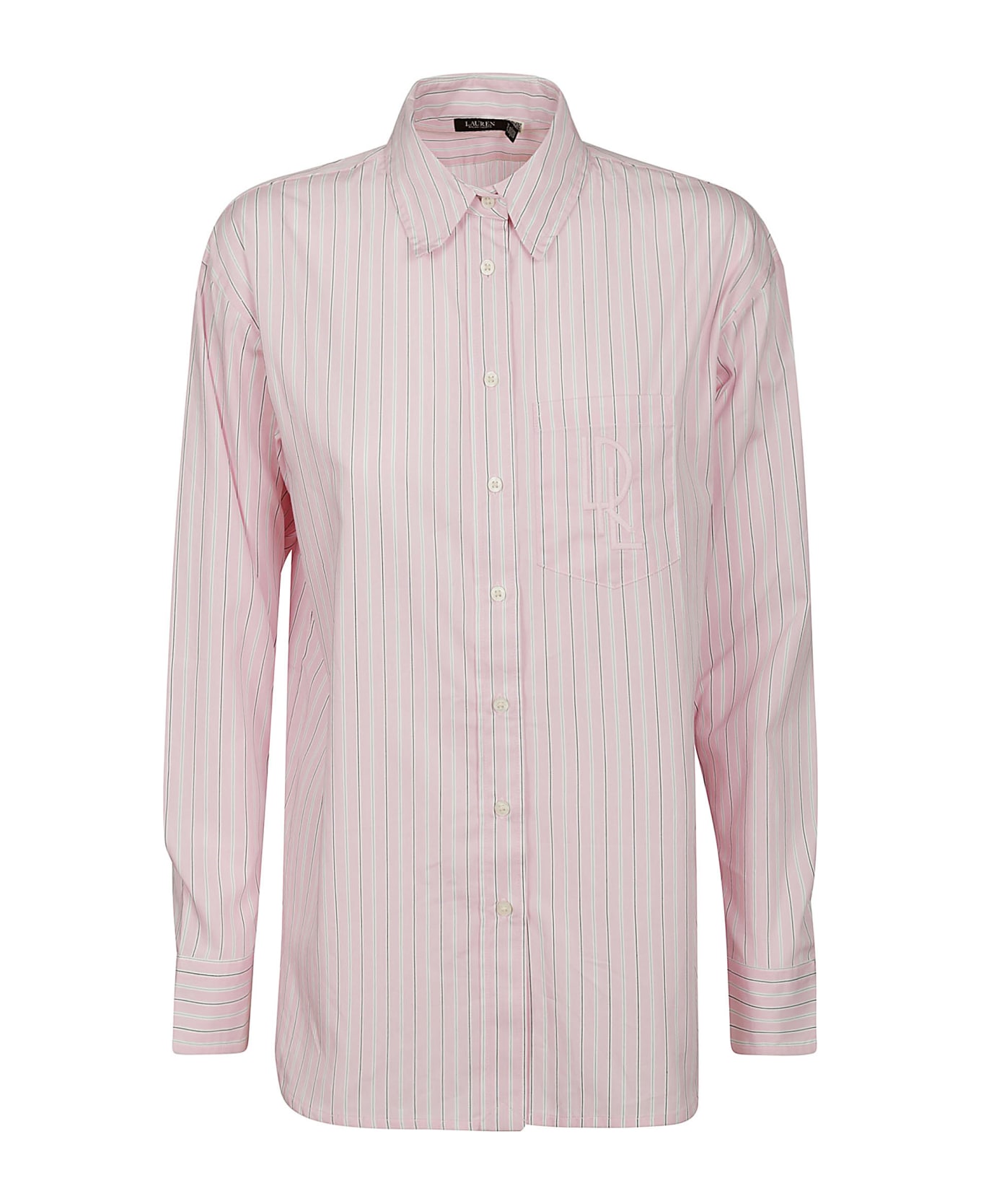 Ralph Lauren Brawley Long Sleeve Button Front Shirt - Pink White Multi