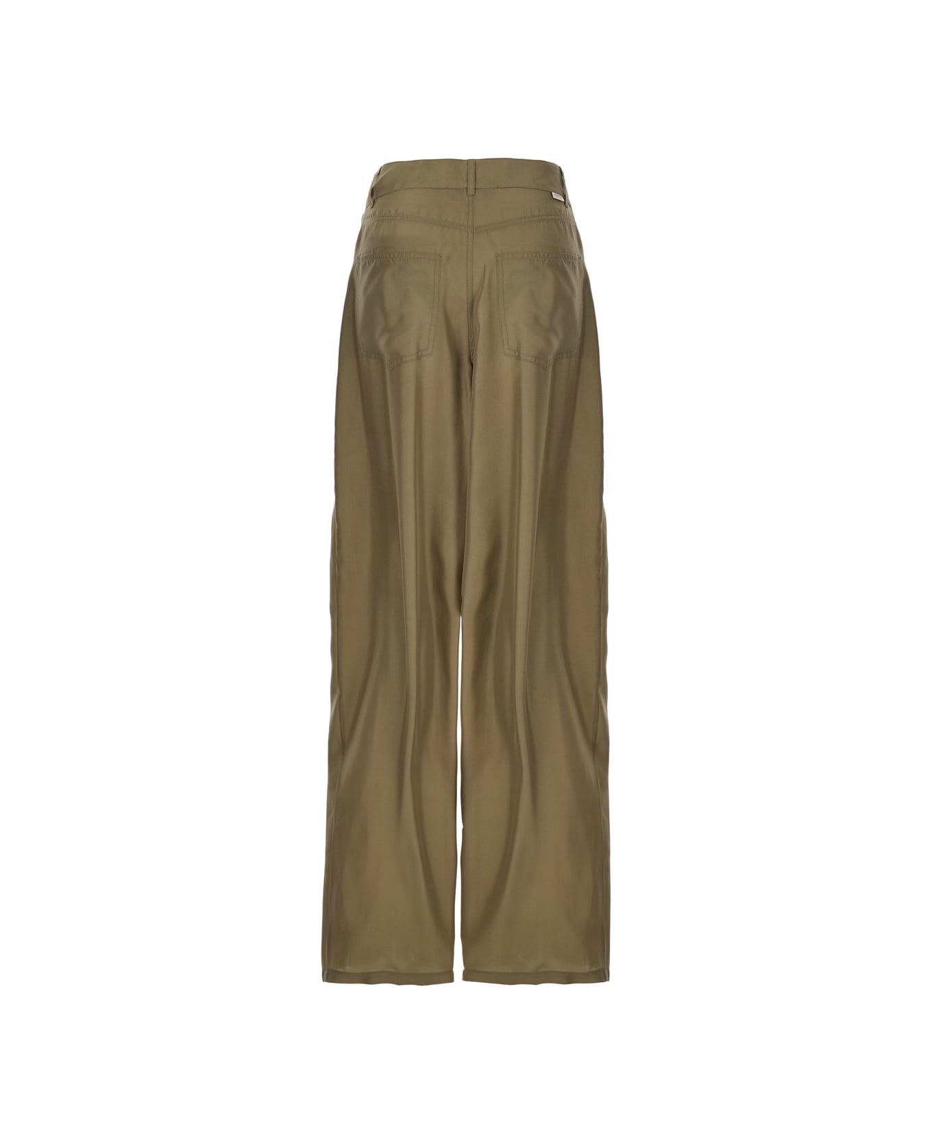 Jucca Green Silk Pants With Belt Loops And Logo Patch On The Rear In Silk Woman - Green