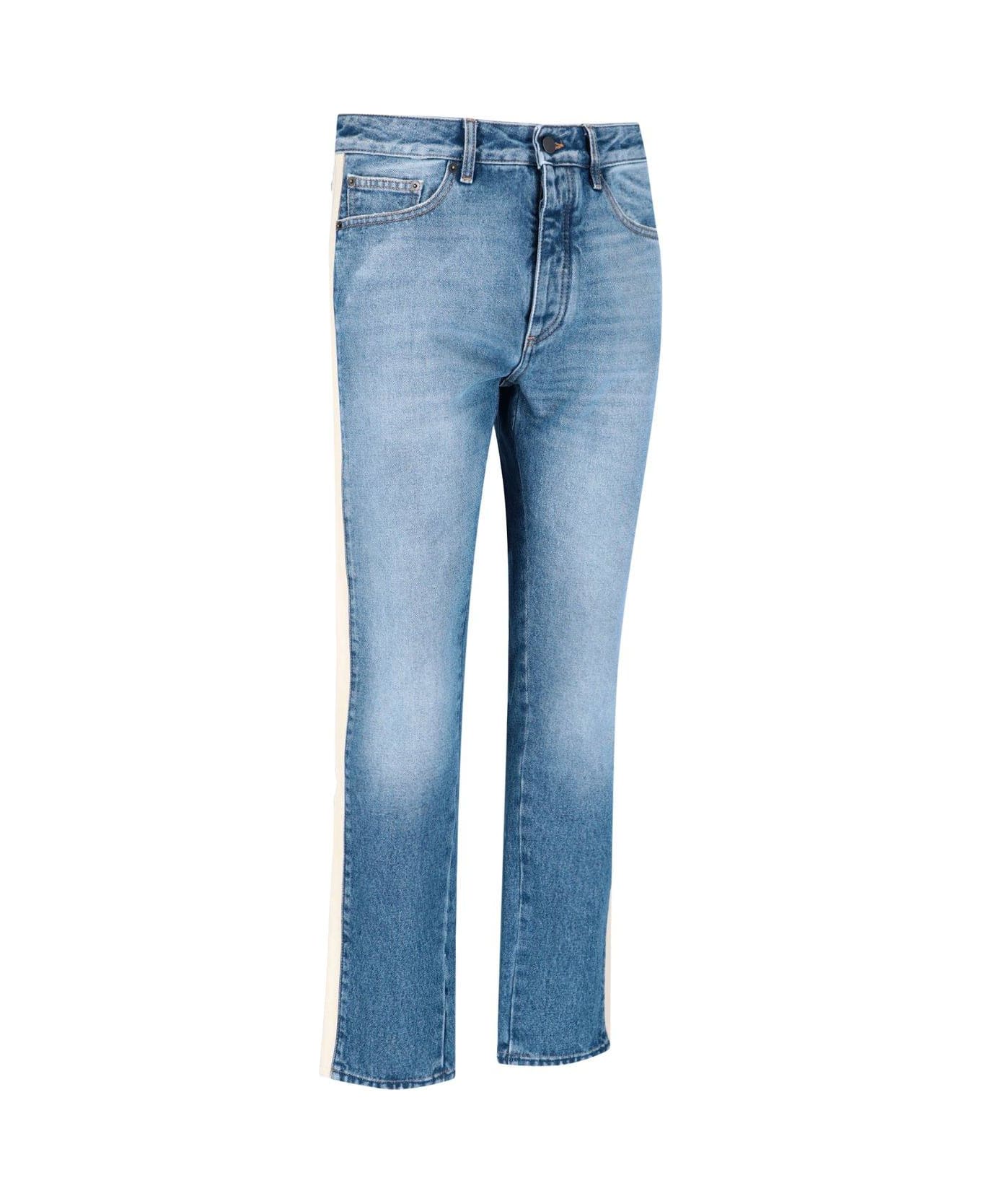 Palm Angels Logo Patch Straight Leg Jeans - Clear Blue