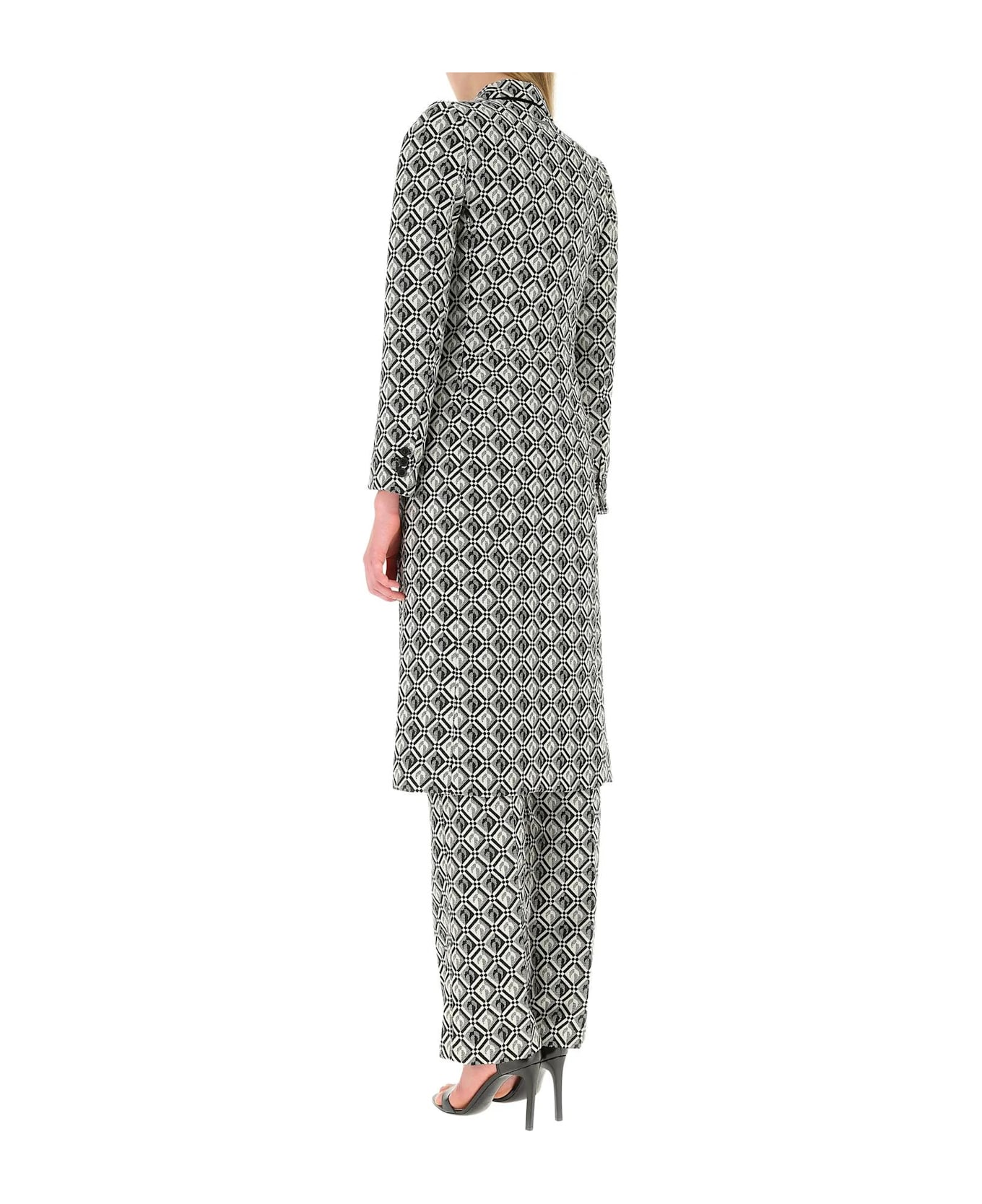 Marine Serre Embroidered Wool Blend Coat - Black