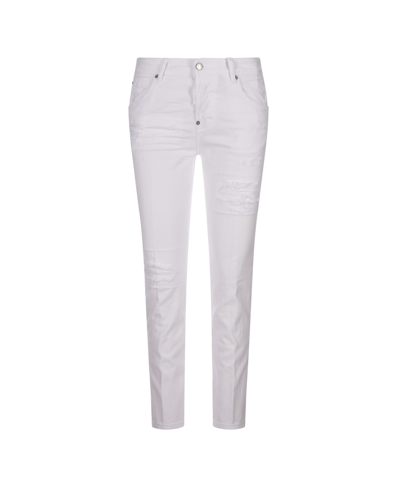 Dsquared2 Dyed Ripped Cool Girl Jeans In White - White