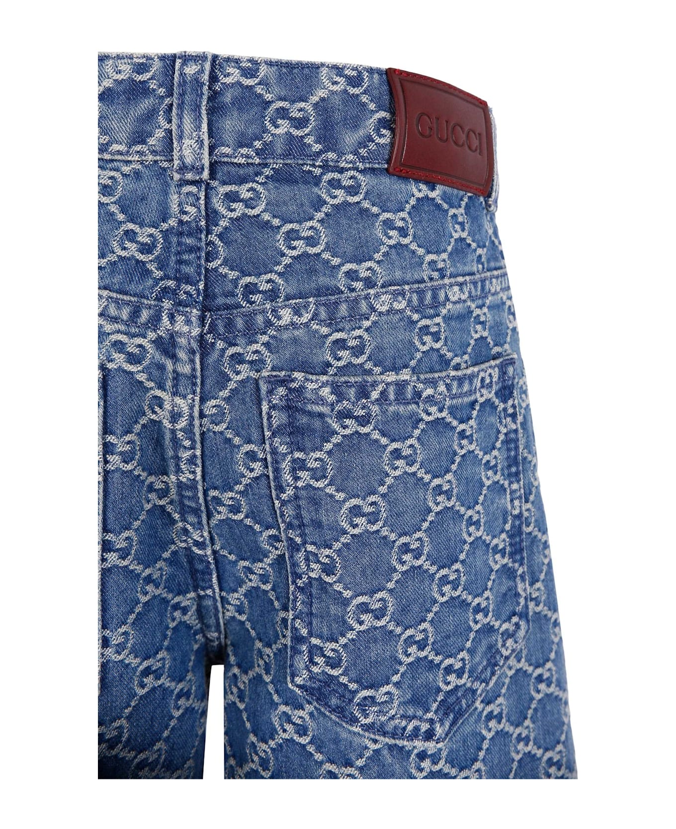 Gucci Denim Jeans For Girl With Gg Motif - Denim